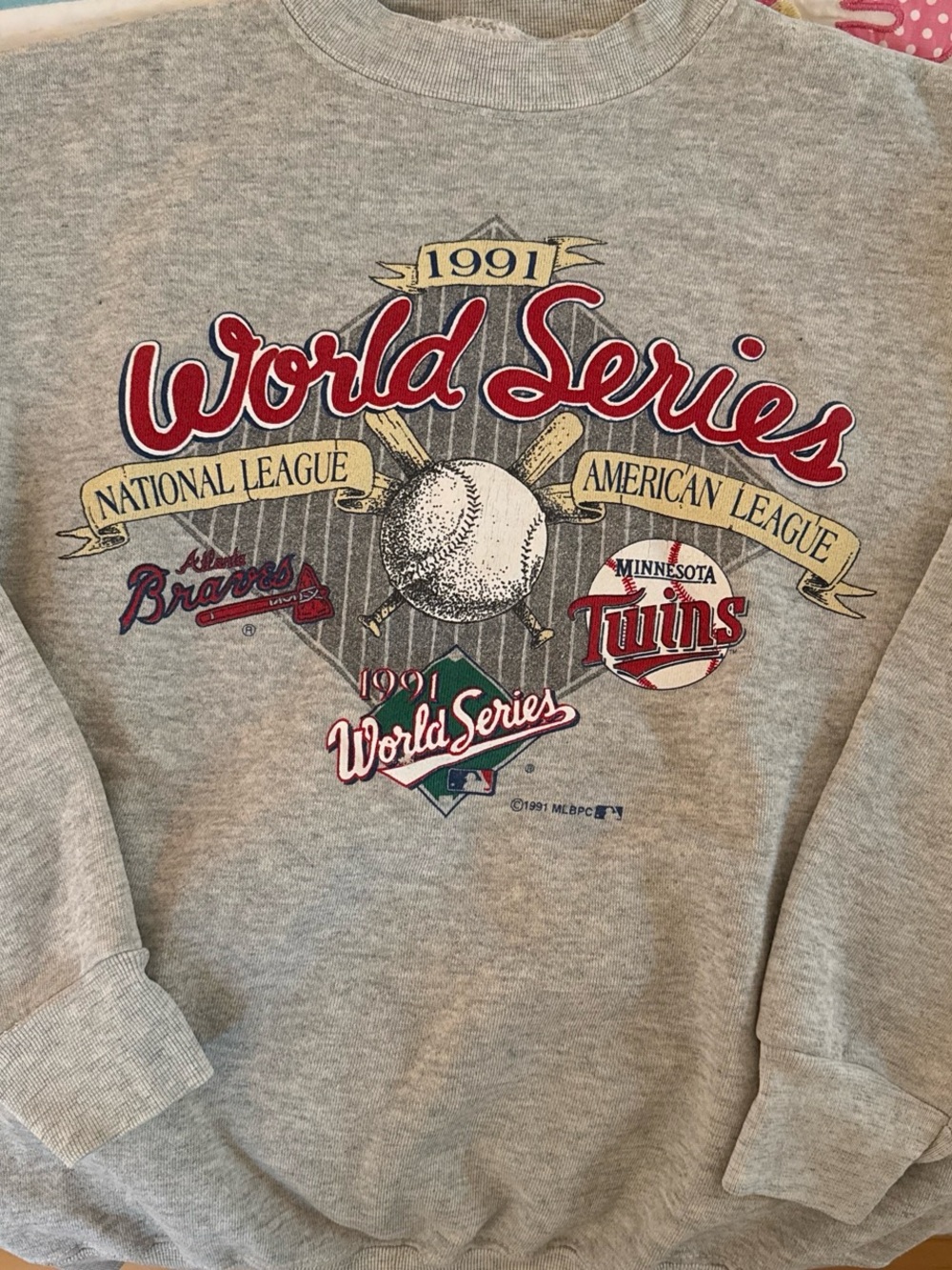 1991 World Series Grey Crewneck Sweatshirt - Minnesota Twins/Braves